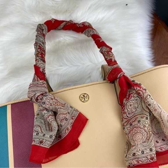 TORY BURCH PERRY STRIPE BLAKE MULTICOLOR TOTE BAG - Picture 1 of 16